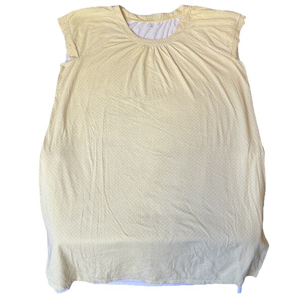 Pinkk Women Sleepwear Dress Size 2X Yellow Polka Dot Pajama Lace Short Sleeve - Picture 1 of 9